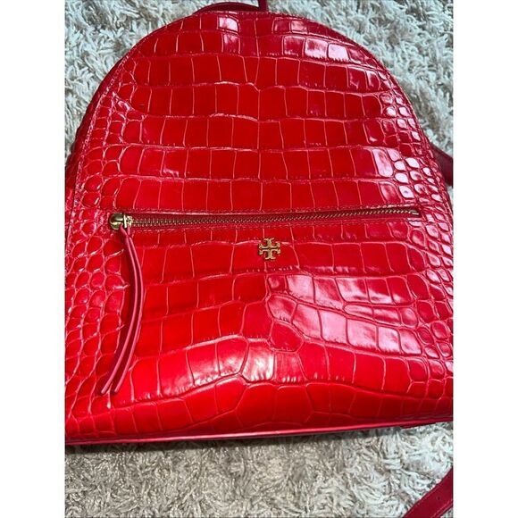 Tory Burch Mini Backpack Handbag Red Croc-Embossed Italian Leather Top Handle main image 11